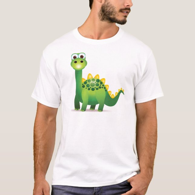 Cute green dinosaur cartoon T-Shirt (Front)