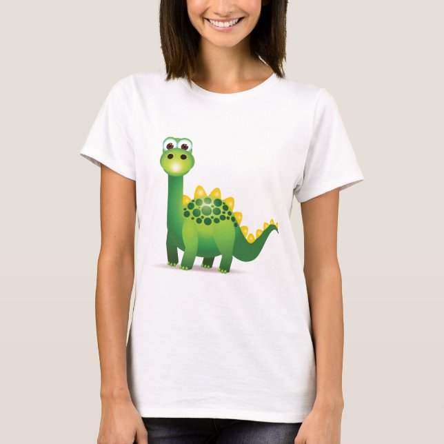 Cute green dinosaur cartoon T-Shirt (Front)