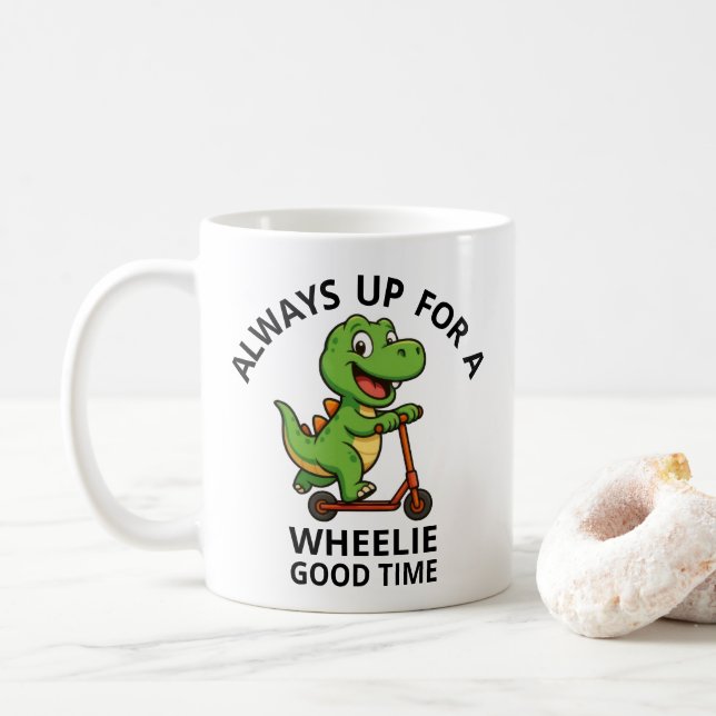 Cute Green Dinosaur Coffee Mug (With Donut)