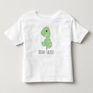 Cute Green Dinosaur Custom Name - Saurus  Toddler T-shirt