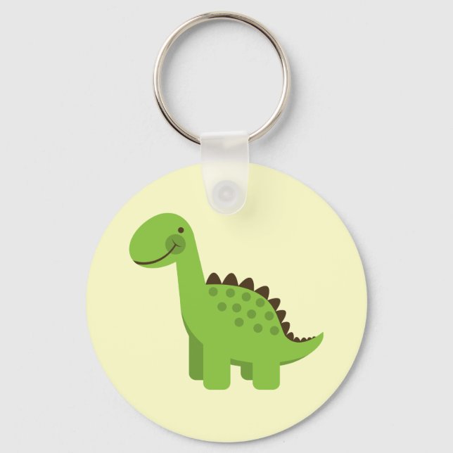 Cute Green Dinosaur Keychain (Front)