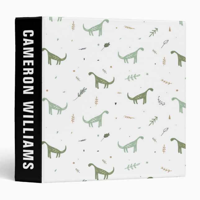 Cute Green Dinosaur Pattern Binder (Front/Spine)
