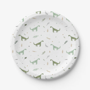 Cute Green Dinosaur Pattern Paper Plate