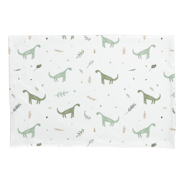 Cute Green Dinosaur Pattern Pillowcase (Front)