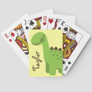 Cute Green Dinosaur Playing Cards