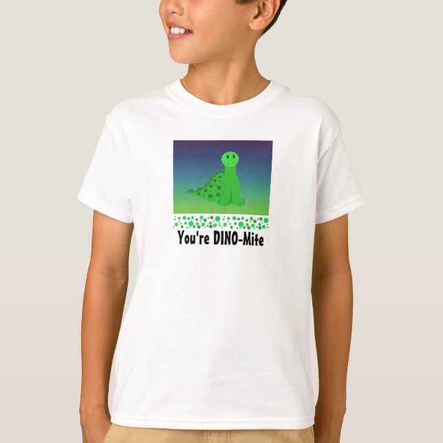 Cute Green Dinosaur T-Shirt (Front)