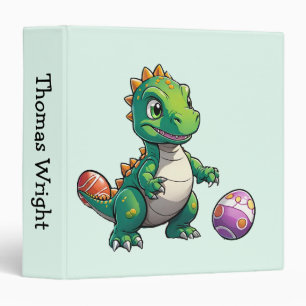 Cute green dinosaur with Easter eggs Binder
