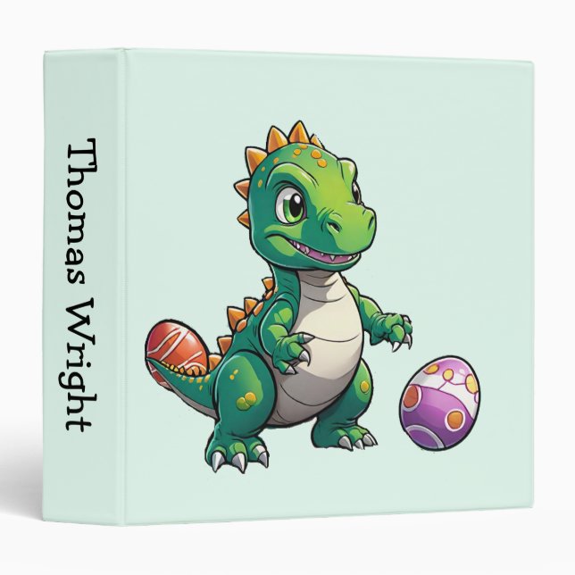 Cute green dinosaur with Easter eggs Binder (Front/Spine)