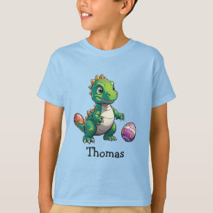 Cute green dinosaur with Easter eggs T-Shirt