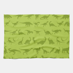 Cute Green Dinosaurs Patterns for Boys Kitchen Towel