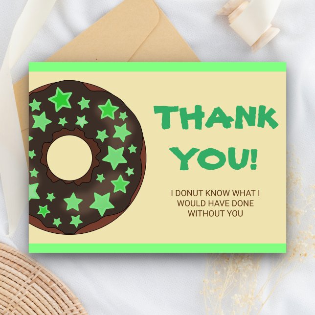 Cute Green Doughnut Thank You Postcard (Creator Uploaded)