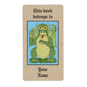 Cute Green Dragon Bookplate