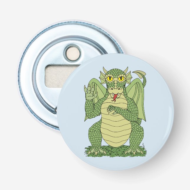 Cute Green Dragon Bottle Opener (Front)