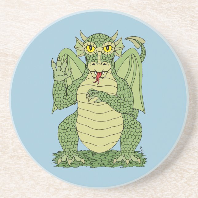 Cute Green Dragon Coaster (Front)