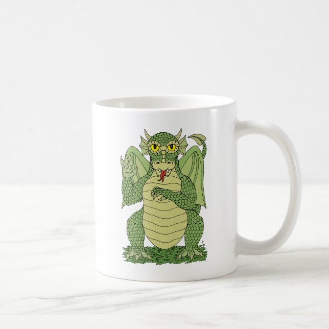 Cute Green Dragon Coffee Mug (Right)