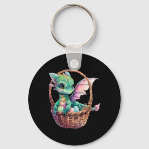 Cute Green Dragon Easter Egg Hunt Eggs Basket Love Keychain