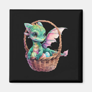Cute Green Dragon Easter Egg Hunt Eggs Basket Love Magnet