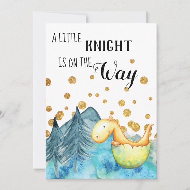 *~* Cute Green Dragon Hatching Baby Boy  Shower Invitation (Front)