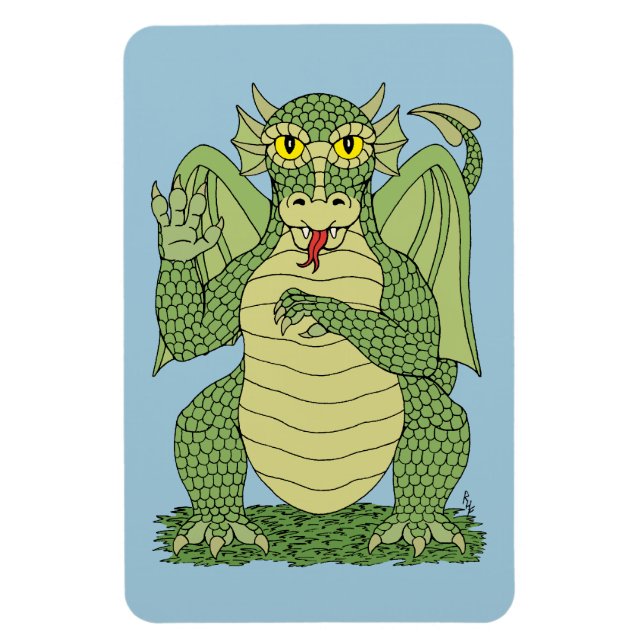Cute Green Dragon Magnet (Vertical)