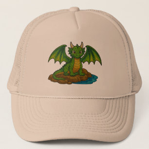 Cute green dragon trucker hat