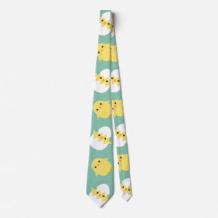 Cute green easter chicken rabbit egg tie