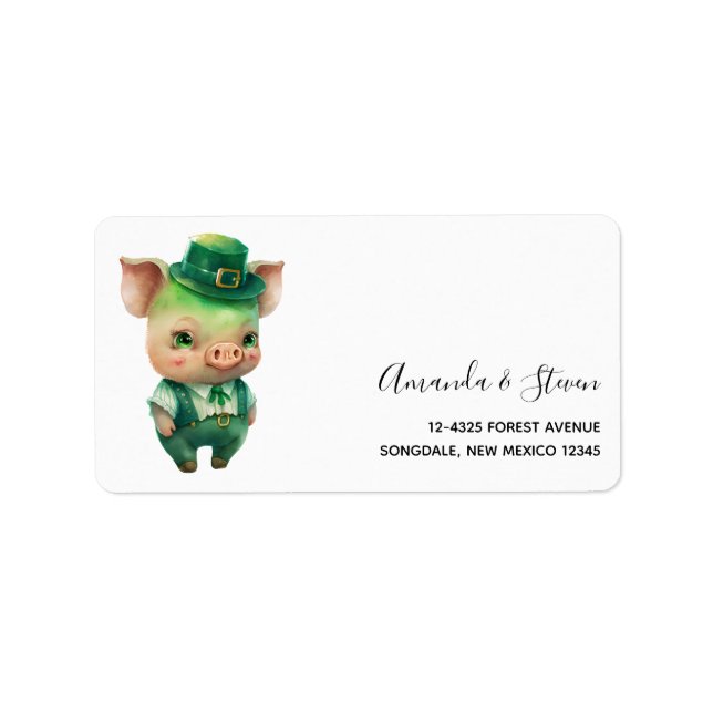 Cute Green Fairytale Pig in Fancy Attire Label (Front)