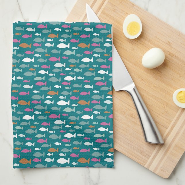 Cute green fish pattern kitchen towel (Quarter Fold)
