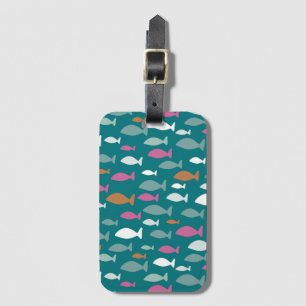 Cute green fish pattern luggage tag
