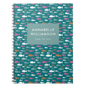 Cute green fish pattern notebook