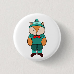 Cute green fox 1 inch round button
