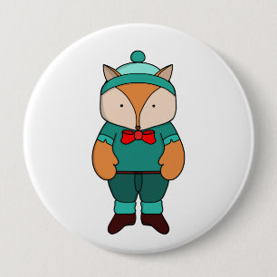 Cute green fox 4 inch round button
