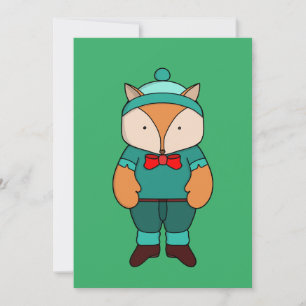 Cute green fox invitation