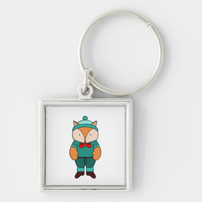Cute green fox keychain (Front)