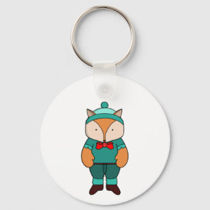Cute green fox keychain