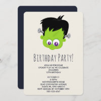 Cute Green Frankenstein Monster Face Birthday