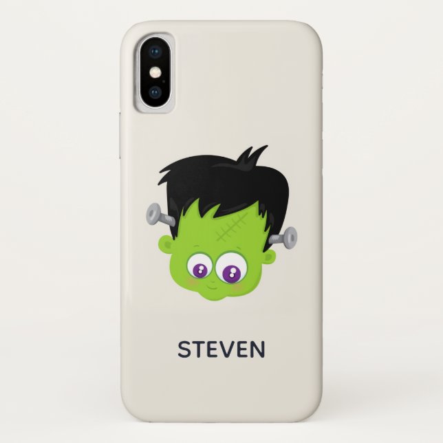 Cute Green Frankenstein Monster face Halloween Case-Mate iPhone Case (Back)