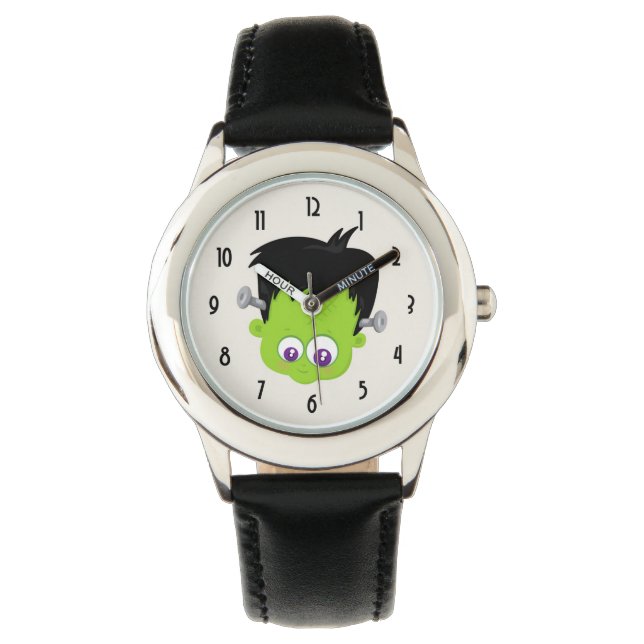 Cute Green Frankenstein Monster face Halloween Watch (Front)