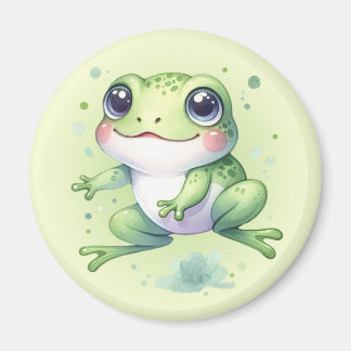 Cute Green Frog Cartoon Magnet