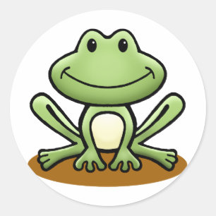 Cute Green Frog Classic Round Sticker