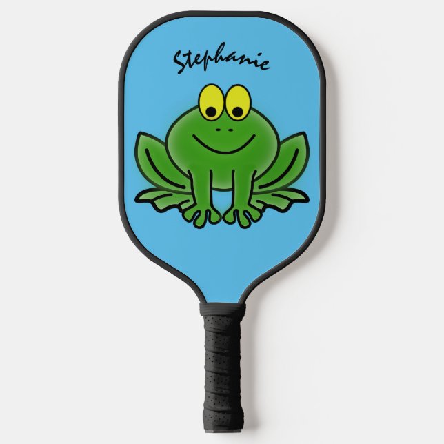 Cute Green Frog Design Pickleball Paddle (Front)