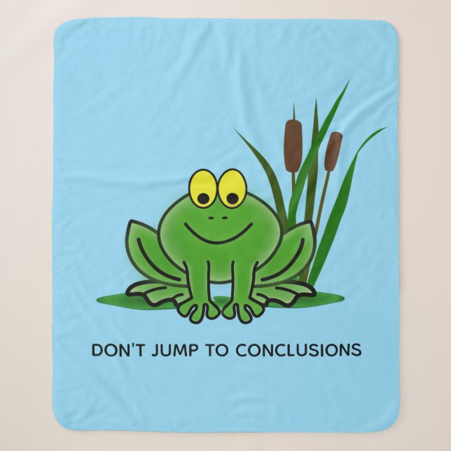 Cute Green Frog Design Sherpa Blanket (Front)