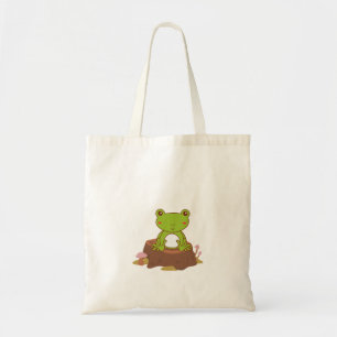 Cute Green Frog Design Tote Bag