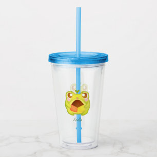 Cute Green Frog Holding Mexican Polvoron Cookie Acrylic Tumbler