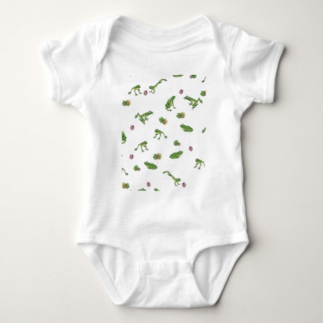 Cute green frog pattern baby bodysuit (Front)