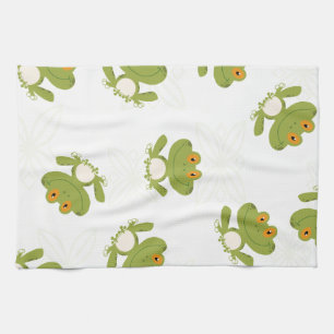 Cute Green Frog Pattern Kitchen Towel
