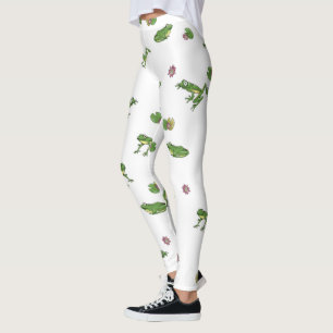 Cute green frog pattern leggings