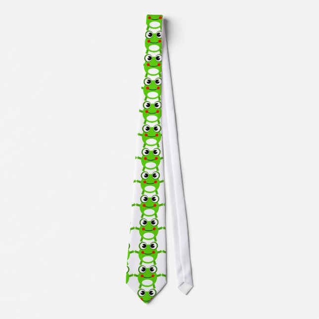 Cute Green Frog Pattern Tie (Front)