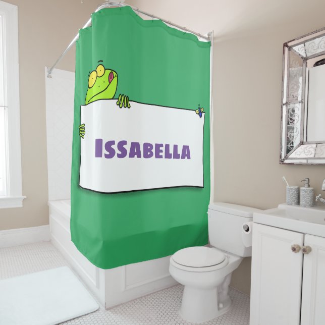 Cute green frog sign cartoon illustration (In Situ)