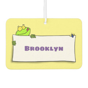 Cute green frog sign cartoon illustration air freshener