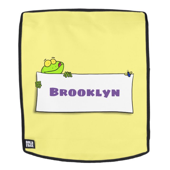 Cute green frog sign cartoon illustration backpack (Removable Face)